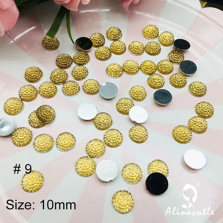 No 9 pale golden 100 шт 10 мм драгоценные камни с плоским дном с плоской задней поверхностью, круглые алмазные кристаллы, наклейки "камни", драгоценные камни, поделки своими руками, художественные ремесла, кристаллы для скрапбукинга - Цвет: No 9 pale golden