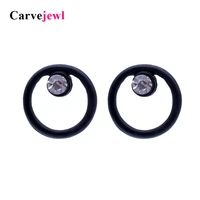 carvejewl korea design stud earrings black round crystal rhinestone earrings for women jewelry girl gift cute bijoux wholesale