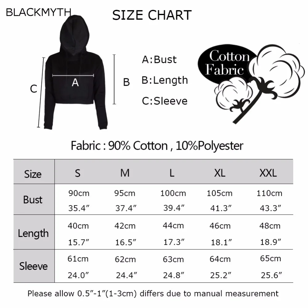 BLACKMYTH укороченные толстовки пожалуйста принт Короткая Толстовка Женский пуловер