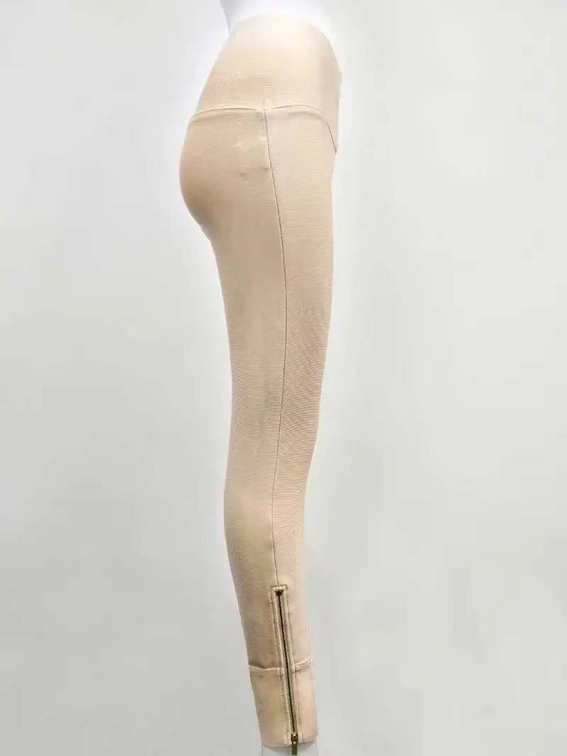 Высококачественные женские сексуальные черные облегающие брюки на молнии