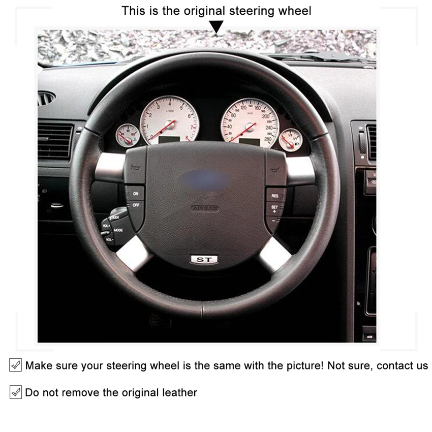 Чехол на руль автомобиля MEWANT из Натуральной Черной Кожи для Ford Mondeo 2001 2002 2003 2004 2005
