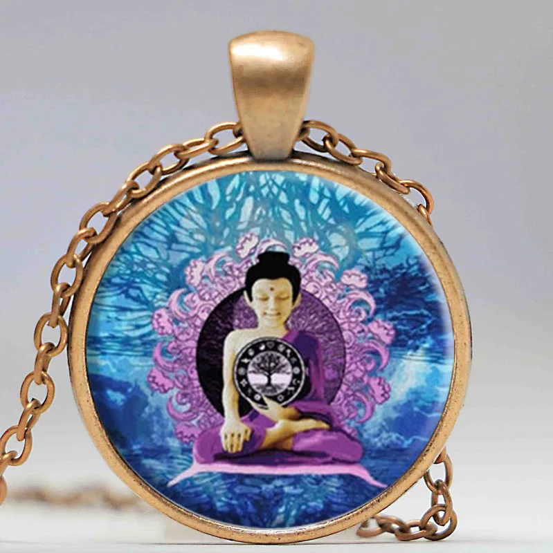 Буддизм фиолетового цвета с украшением в виде кристаллов ожерелье ювелирные