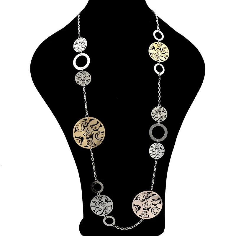 LongWay модные золотистые массивные ожерелья Chian Новые Цветочные Подвески Длинные