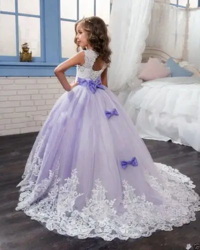Wedding Occasion Flower Girl Dress Kids Brithday Party Lace Skirt Full Length With Bow Knot Princess Child | Свадьбы и торжества