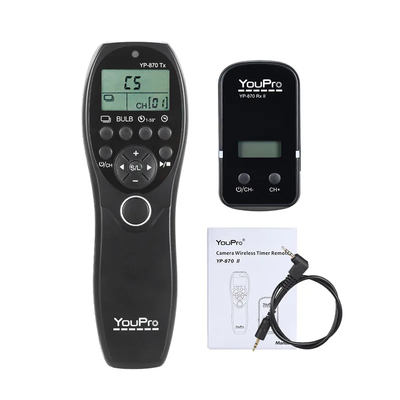 

YouPro YP-870II L1 2.4G Wireless Remote Control LCD Timer Shutter Release Transmitter Receiver 32 Channels for Panasonic camera