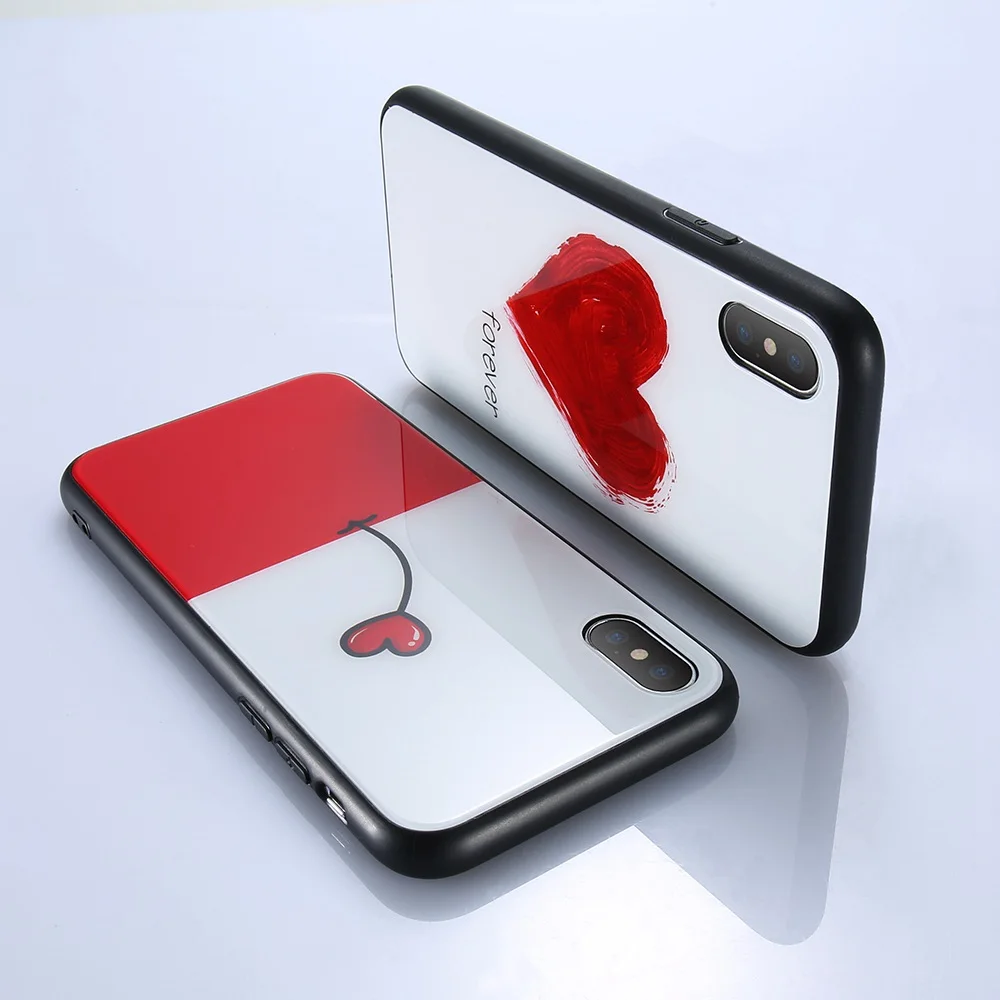Роскошный чехол из закаленного стекла Love Heart для iPhone XS MAX 6 5 &quot милый защитный