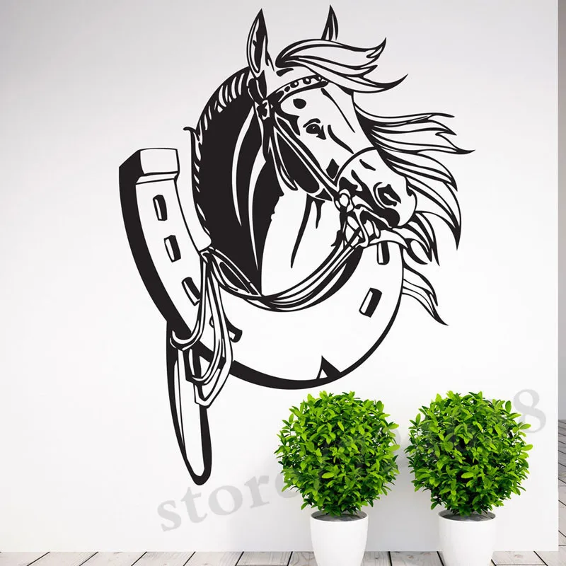 Настенные наклейки Подкова в виде лошади Настенная декоративная виниловая