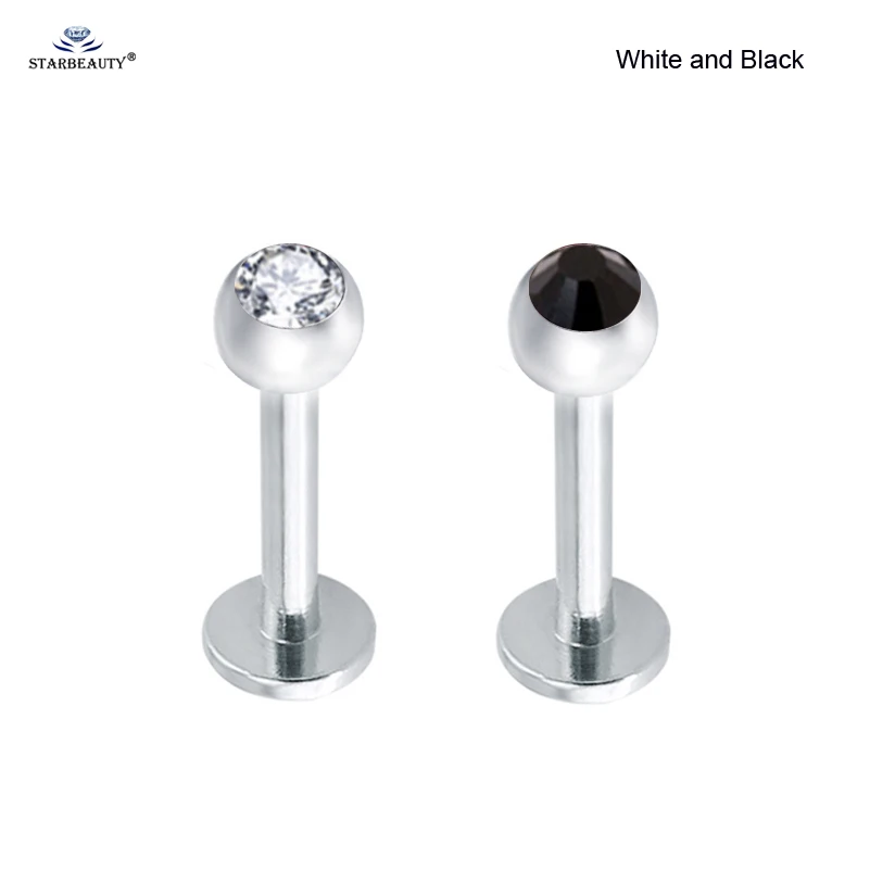 White and Black 2шт 1,2x6 мм милый Bijoux мяч Лабрет губы пирсинг ореха нос пирсинг Спираль пирсинг для пупка нос кольцо хряща серьги пирсинг - Окраска металла: White and Black