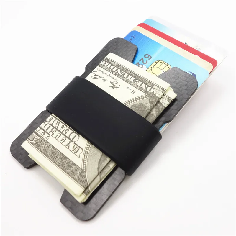 Держатель для карт из углеродного волокна rfid блокировка тонкий дорожный кошелек