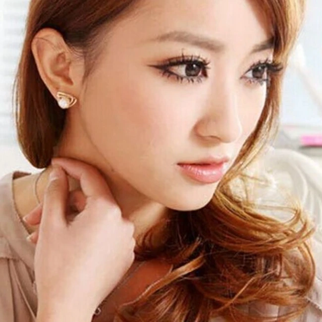 Лидер продаж модные серьги гвоздики золотистого цвета с искусственным жемчугом