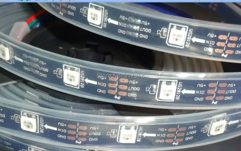 Черный PCB 5 м DC5V WS2812B led pixel srip IP68 30 шт. WS2812B/m с пикселей водонепроницаемый в