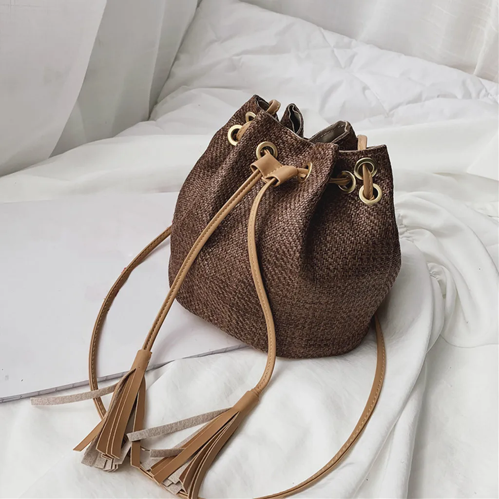 Для женщин сумка модные однотонные цвет плеча Tote Drawstring ведро bolso mujer torebka damska шоппер sac основной femme