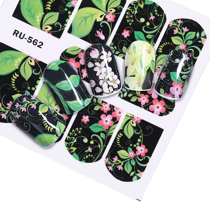 18 Sheets Nail Water Decals Flowers Rose Colorful Pattern Manicure Transfer Stickers Art Decoration | Красота и здоровье