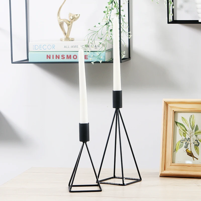 

PINNY Nordic Metal Minimalist Geometry Candlestick Modern Candle Holders Wedding Decorations Geometric Decor European Crafts