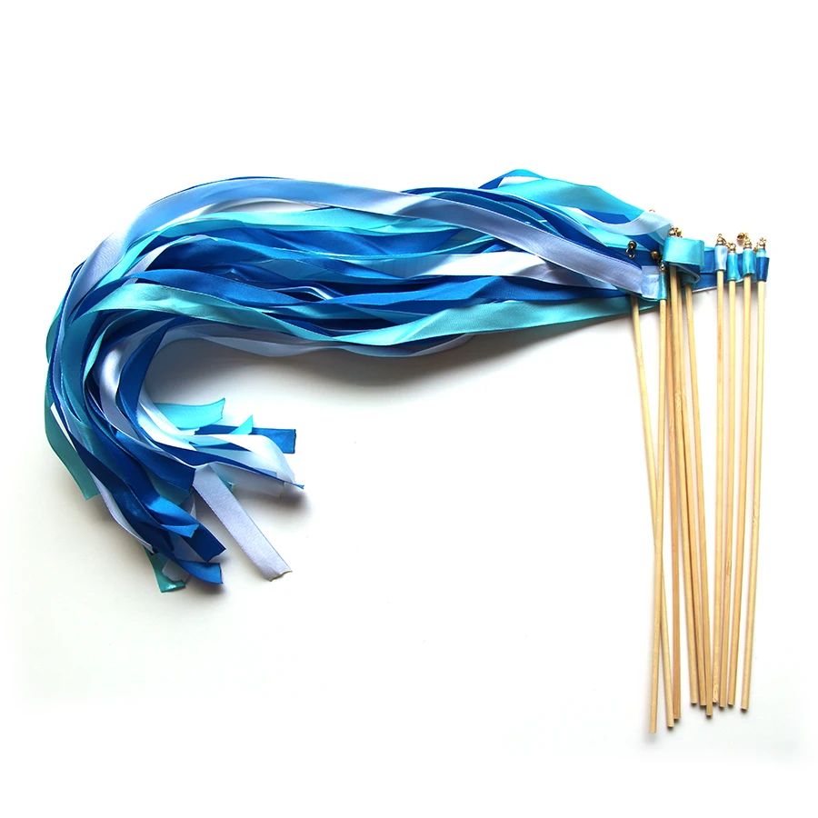 Magic Ribbon Stick Fairy Wand With Gold Bell Children 10pcs/lot Party Supplies Birthday Ornaments Twirling Wedding Streamers |
