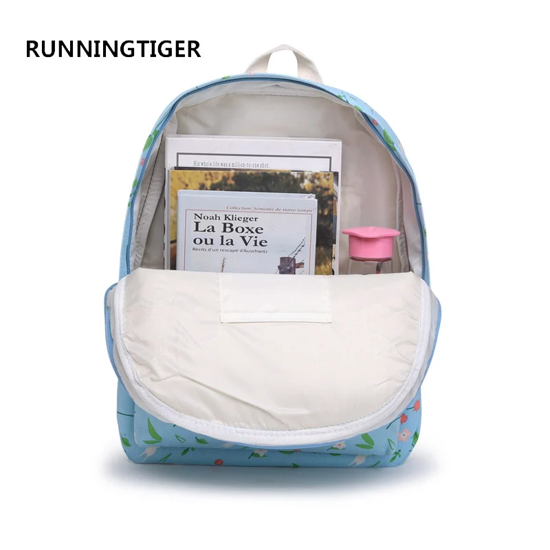 RUNNINGTIGER женский рюкзак с цветочным принтом Холщовый школьный модные школьные