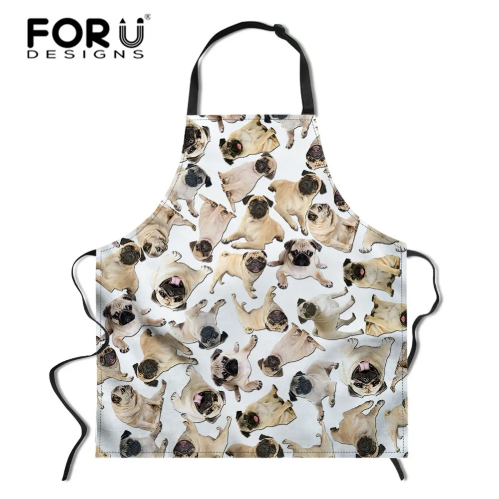 FORUDESIGNS/мопса смешной фартук для кухни женщин и взрослых хлопок мужчин аксессуары