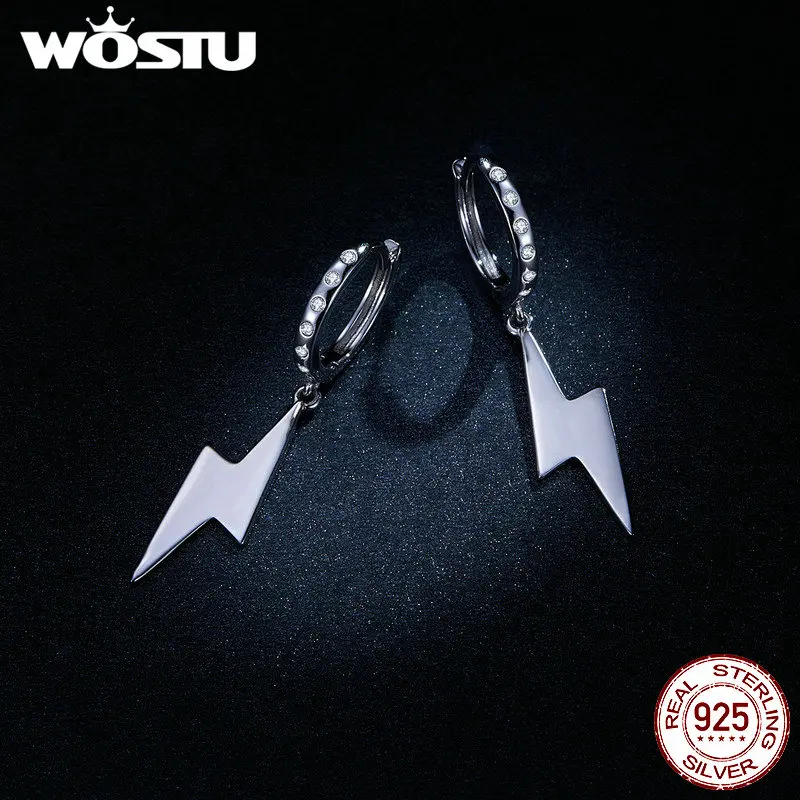 WOSTU, 925 пробы, серебряные серьги-капли с молниями, циркон, для женщин, для свадьбы, помолвки, модное ювелирное изделие, подарок CTE221