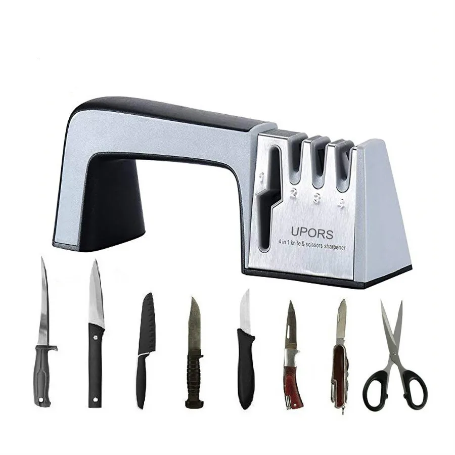Профессиональный 4 этапа точилка Кухня ручные ножницы Сталь Ножи алмаз Equipo Para Sacar