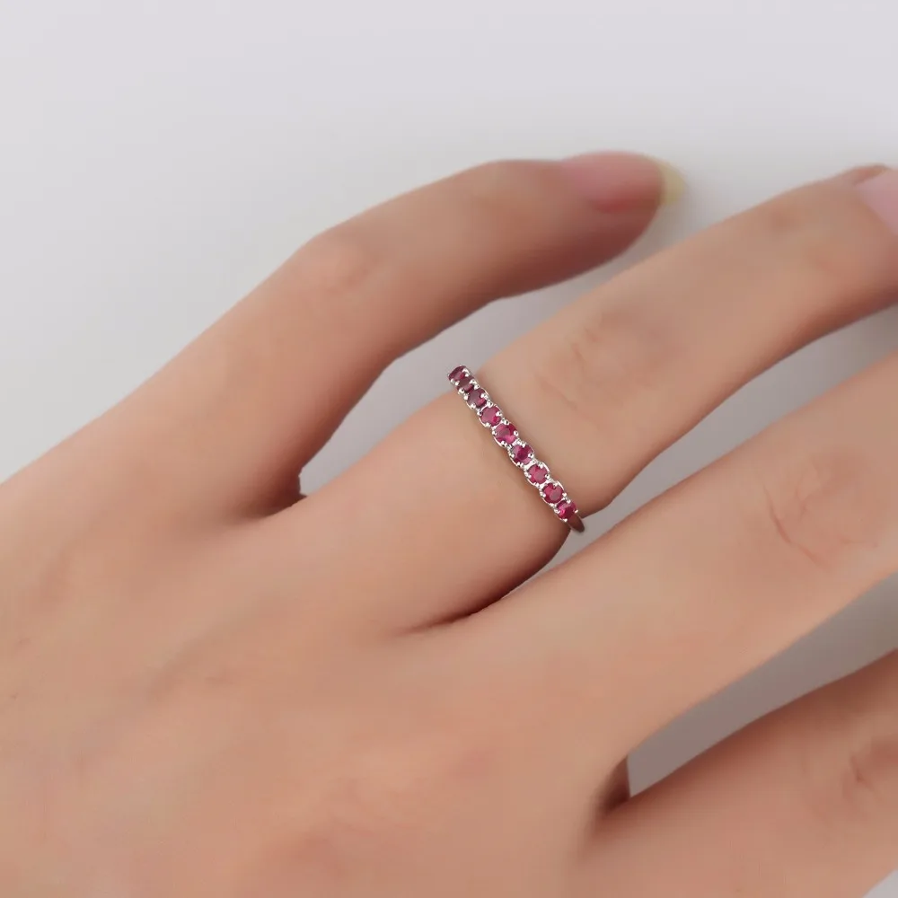 LASAMERO круглая форма 0.5CTW натуральный рубин драгоценный камень 18k Белое Золото