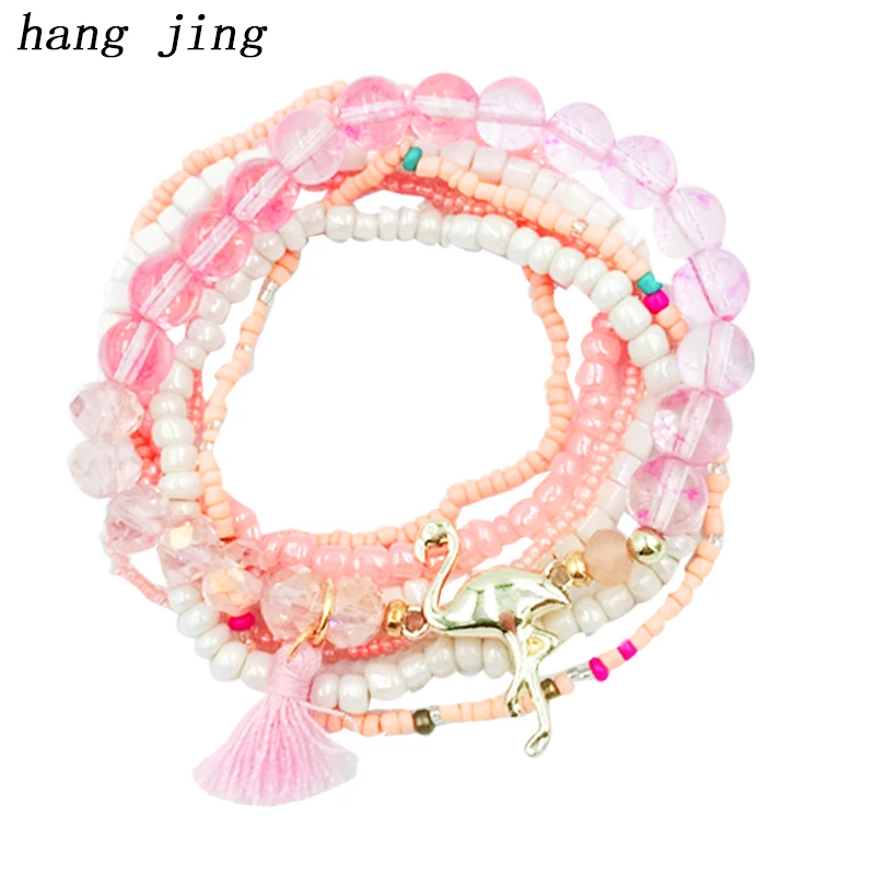 7 шт./компл. новинка многослойные браслеты с бусинами и тянущийся браслет для