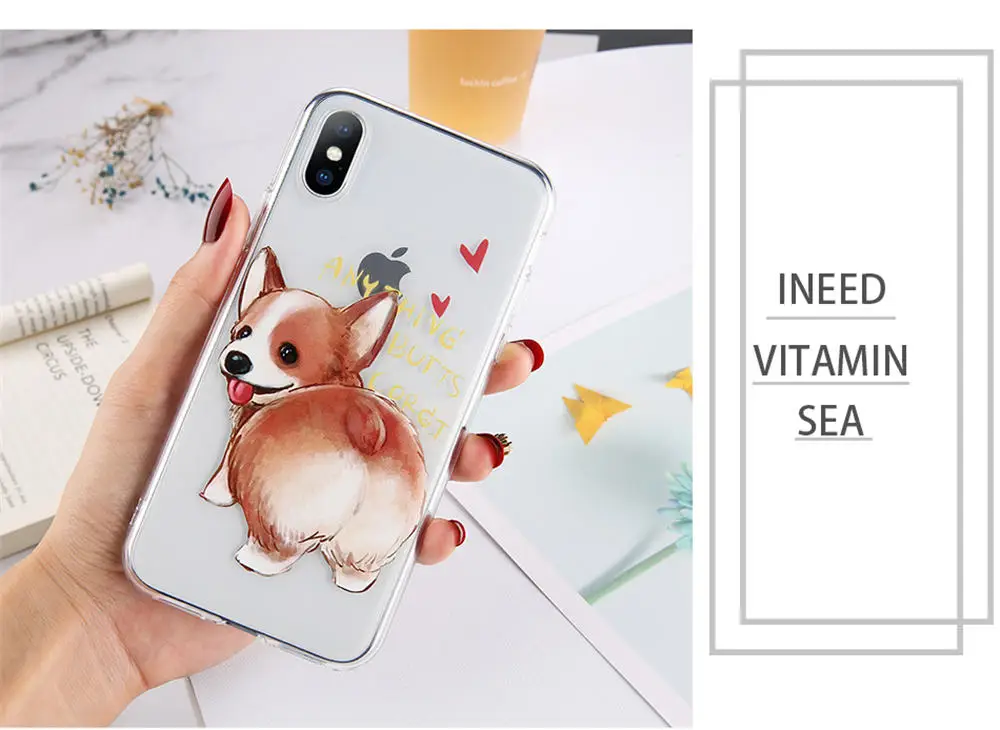 Lovebay прозрачный чехол с животными корги для iPhone 6 6S 7 8 Plus X XS XR XS Max 5 5S SE прозрачные чехлы для телефона собаки мягкая задняя крышка из ТПУ