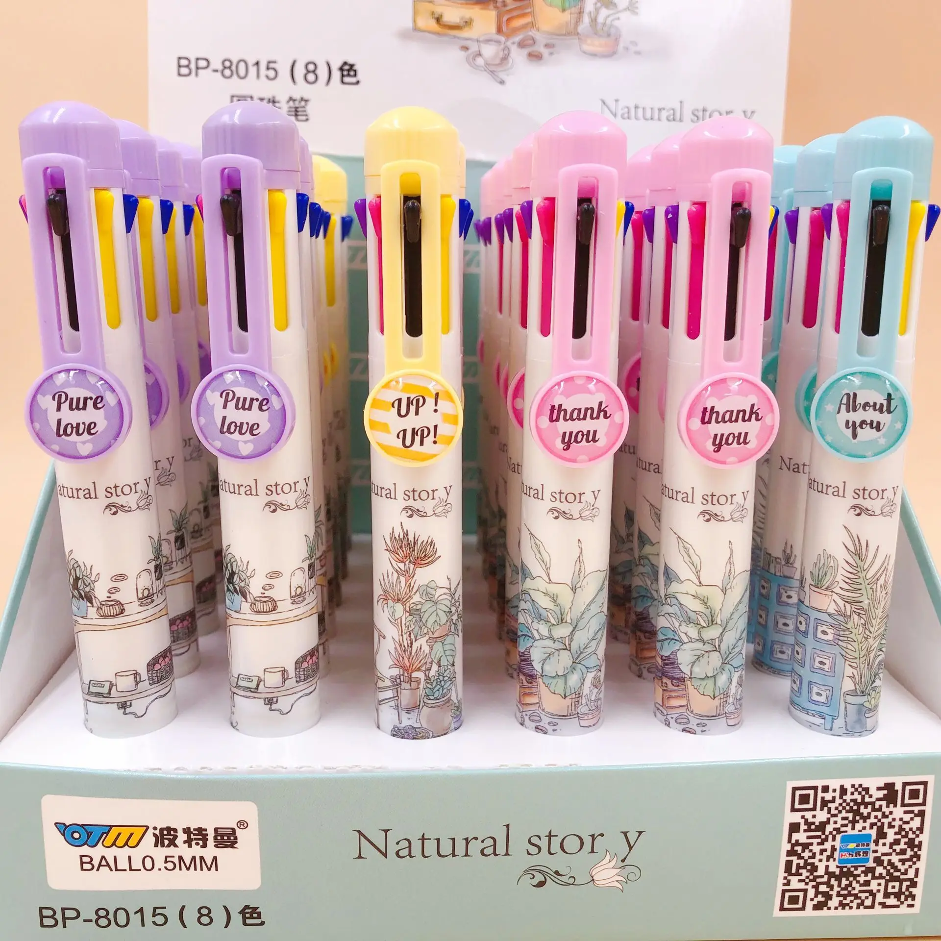 

Flower Grass Pattern 8 Color Chunky Ballpoint Pen School Office Supply Gift Stationery Papelaria Escolar