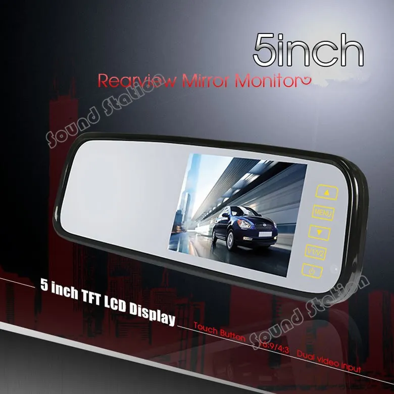 5 inch Color LCD Car Monitor Rear View Mirror Parking / Automotivo Auto Screen Rearview RCA Espelho | Автомобили и мотоциклы