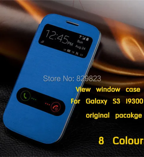 Чехол с откидной крышкой и открытым окном для Galaxy S3 I9300 9300 бесплатная доставка|case