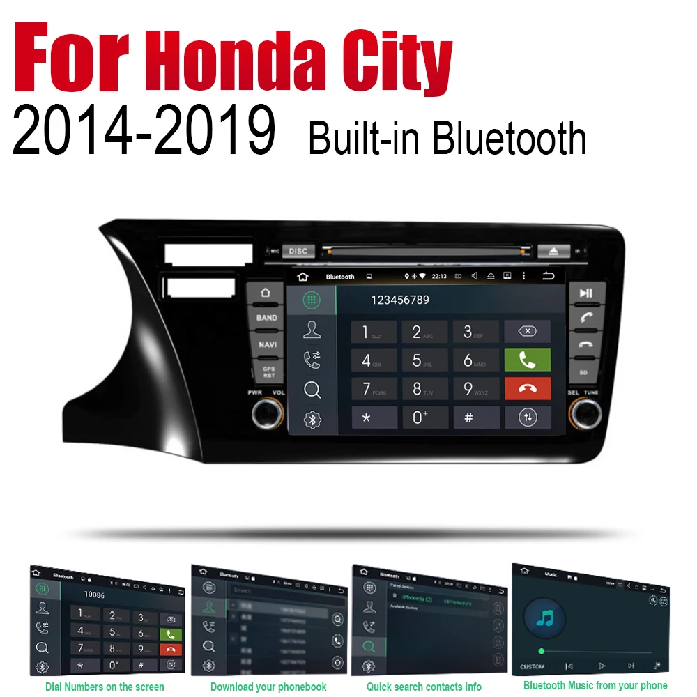 Автомобильный DVD GPS навигатор Android для Honda City 2014 2015 2016 2019 плеер с навигацией Wi Fi