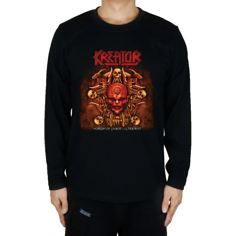 14 вариантов Kreator в роковом стиле 3D мозг череп рубашка фитнес тяжелый рок heavy Metal хлопковая футболка с длинным рукавом в стиле «панк», футболка