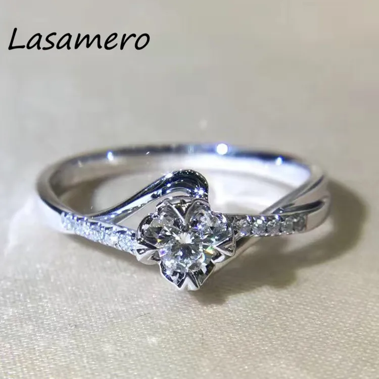 LASAMERO 0.117CT сертифицированное кольцо в форме розы акценты 18 k золото Настоящее
