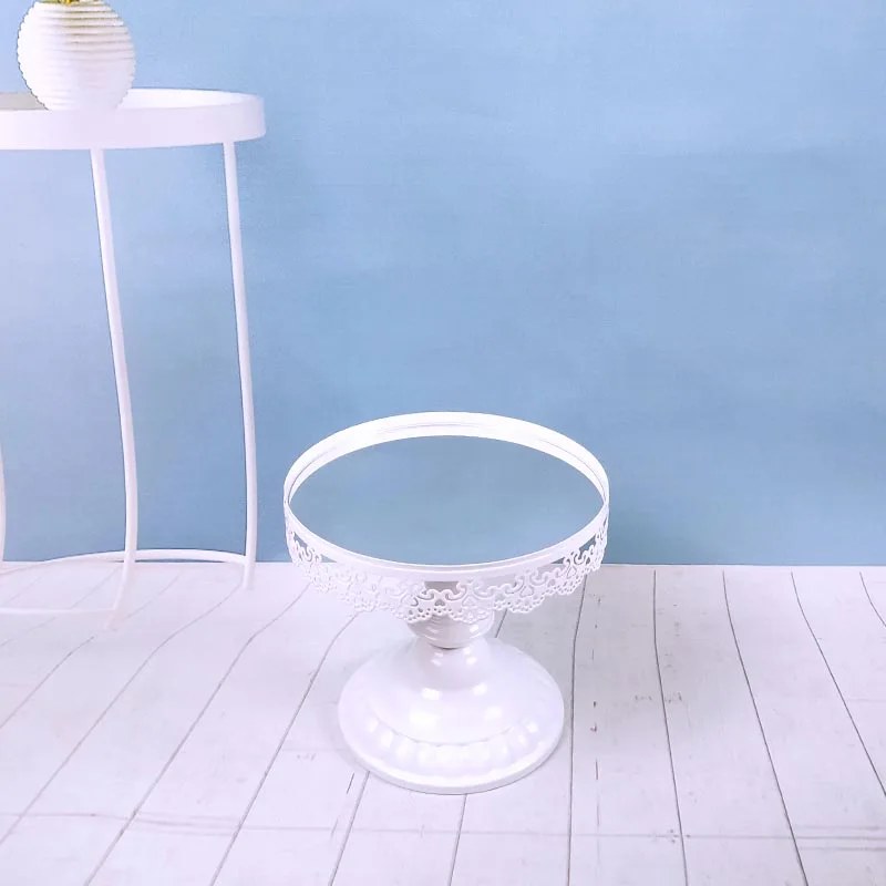 small round plate Белый 1-7 шт красивый поднос 3 яруса десерт из кекса Дисплей украшения Инструменты свадебный кристалл зеркало торт стенд набор - Цвет: small round plate