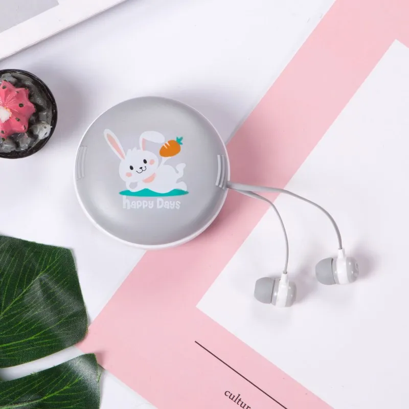 Rabbit Earphones 3.5mm Stereo Music In-ear Earbuds With Mic Kids Girl Earphone Storage Box For MP3 MP4 Phones | Электроника
