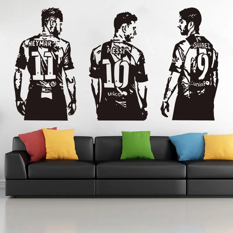 Водонепроницаемая Настенная Наклейка Messi Suarez Neymar ПВХ MSN Футбольная звезда 1 10 шт.