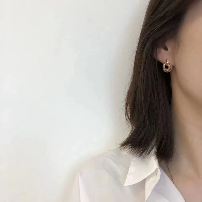 MENGJIQIAO новые винтажные цветные круглые бусины в форме сердца милые серьги-гвоздики для женщин Мода Темперамент Золотой Цвет Brinco ювелирные изделия - Окраска металла: hollow waterdrop