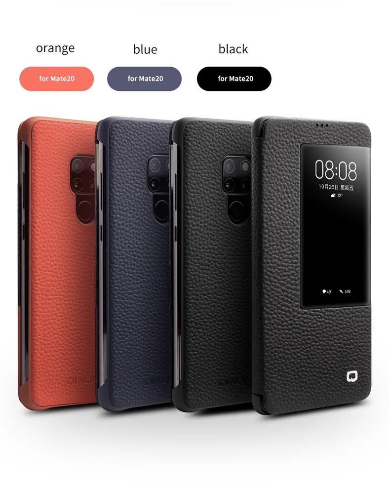 QIALINO Ультратонкий чехол-книжка из натуральной кожи для huawei mate 20 Pro, Роскошный чехол для телефона с умным обзором для huawei mate 20 X