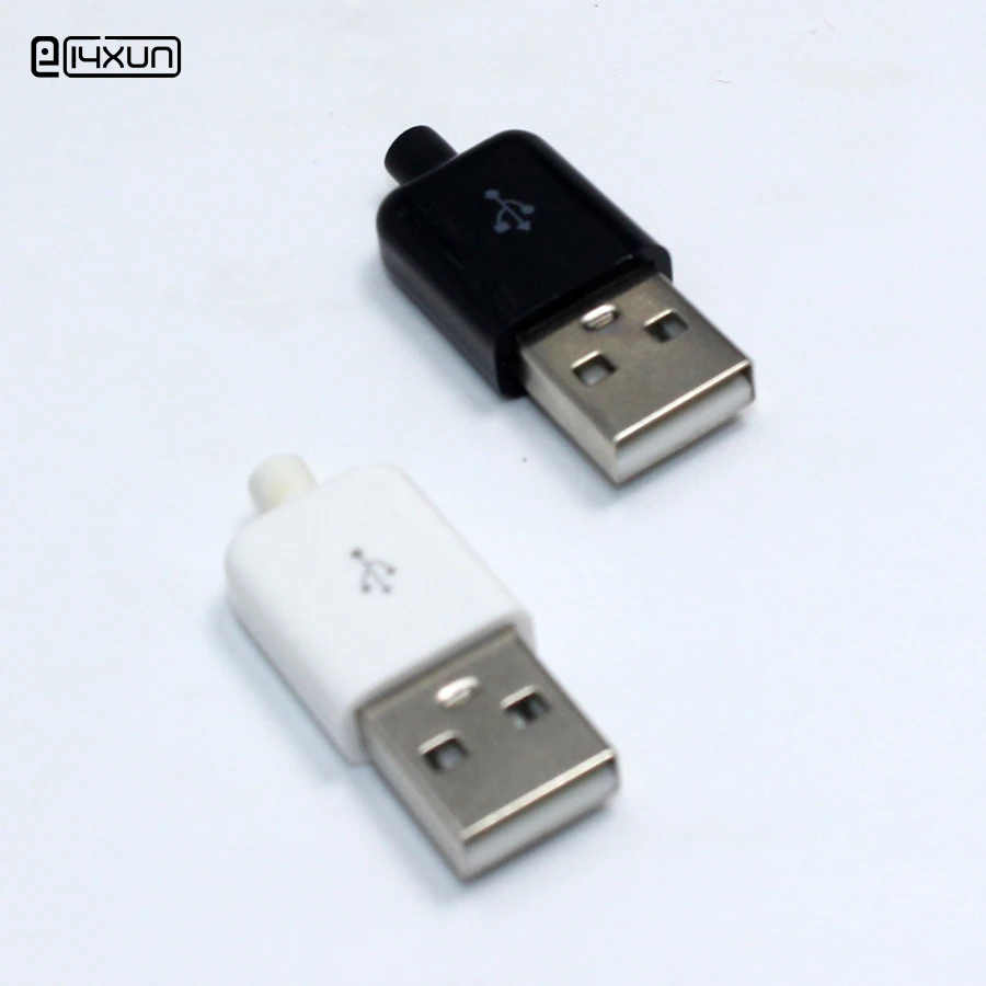 10 комплектов 4 контактный USB разъем типа А папа с белой черной пластиковой крышкой