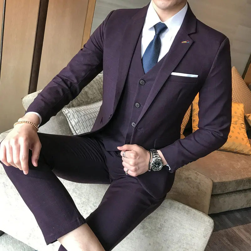 Мужские свадебные костюмы шерстяные синие брюки в елочку стиле ретро 2018 - купить