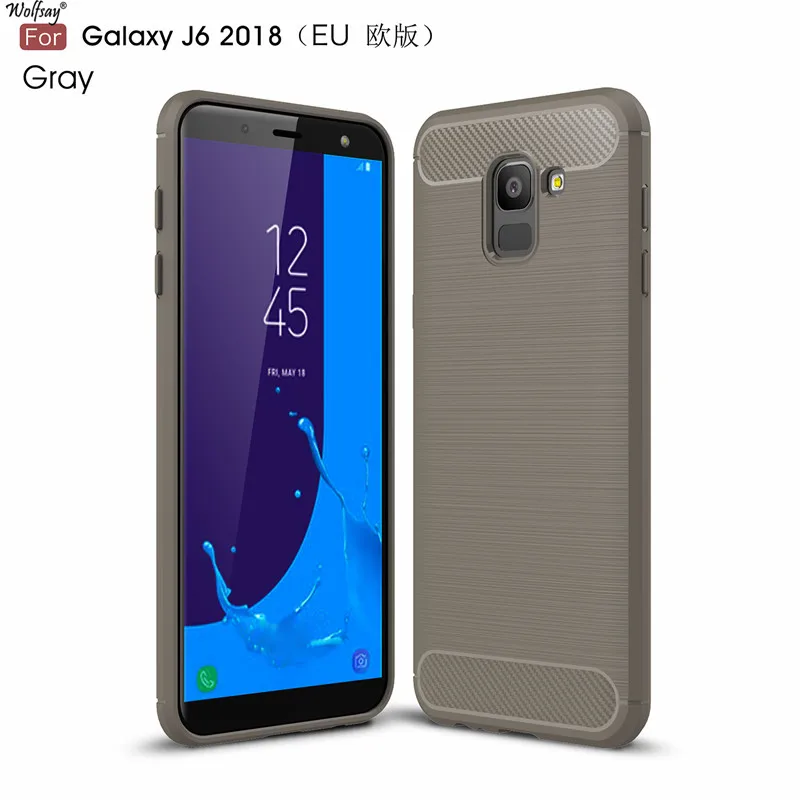 Wolfsay противоударный чехол для Samsung Galaxy J6 2018 мягкий TPU матовый J600G EU деловые чехлы