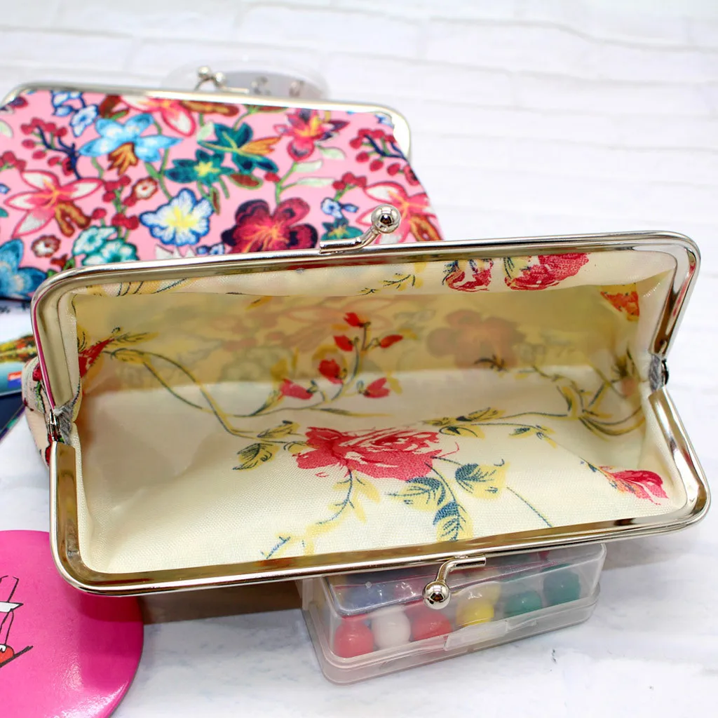 

Women Retro Printing Flower Leather Wallet Coin Purse Card Holders Handbag Portable Wallet Cartera Mujer*10