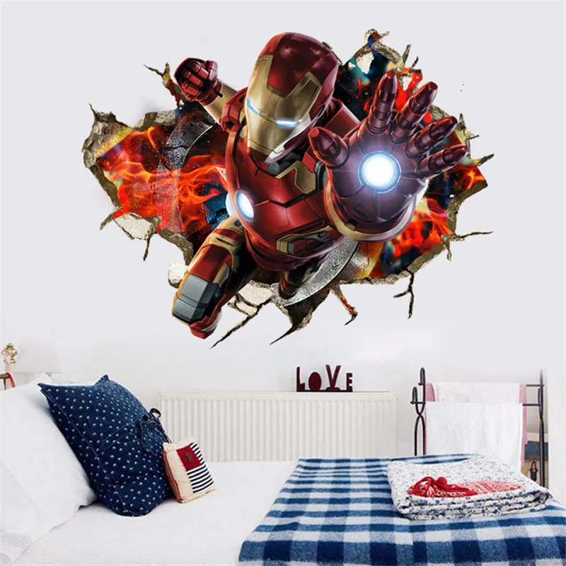 70*50 см Железный человек Новые Мстители 4 эндшпиль DIY 3D Стикеры Детская комната