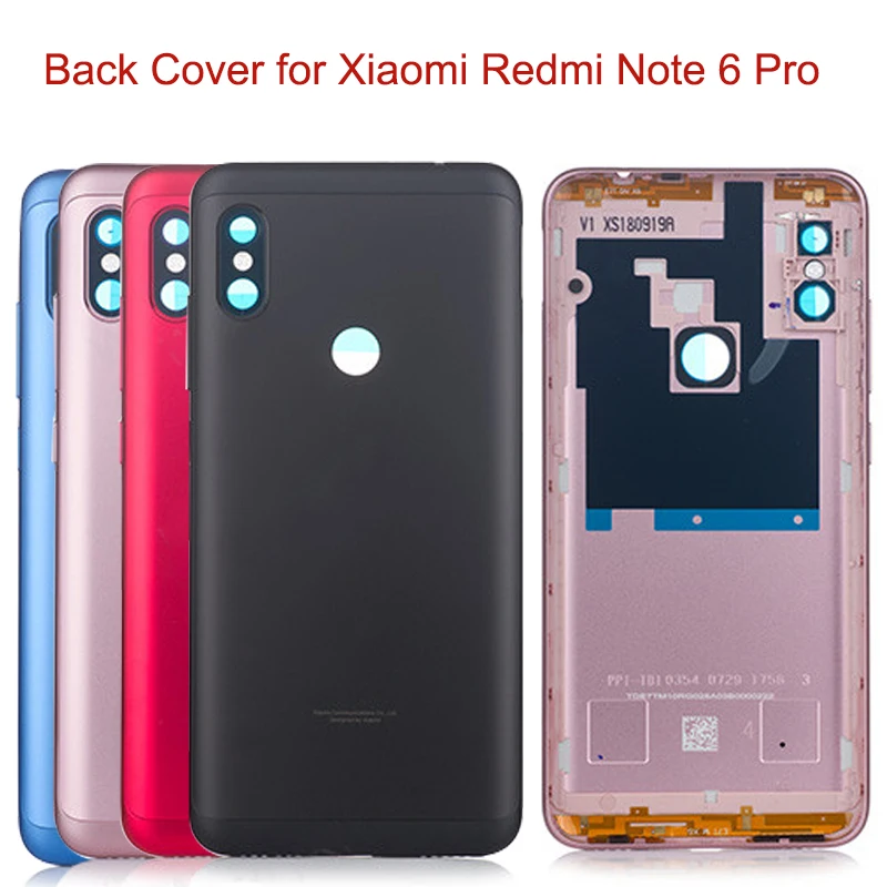 Чехол для задней батареи для Xiaomi Redmi Note 6 Pro Global чехол запасные части кнопки громкости питания+ объектив камеры