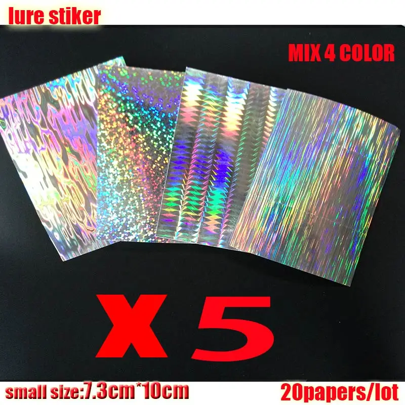 mix small 20papers Новинка 100, наклейка на приманку для рыбалки, голографическая, 4 вида цветов, которые вы выбираете, 20 бумаг/партия, Размер: 73 мм x 100 мм или 150 мм* мм - Цвет: mix small 20papers