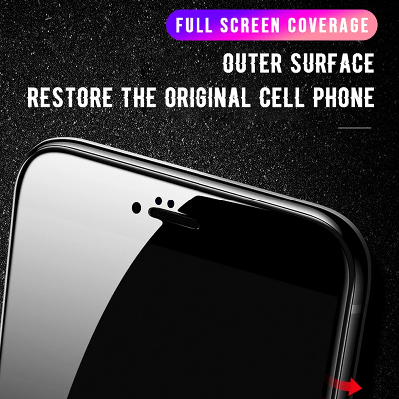 Защитное стекло 9D с закругленными краями для iPhone 7 8 6 6s Plus X XS полное покрытие
