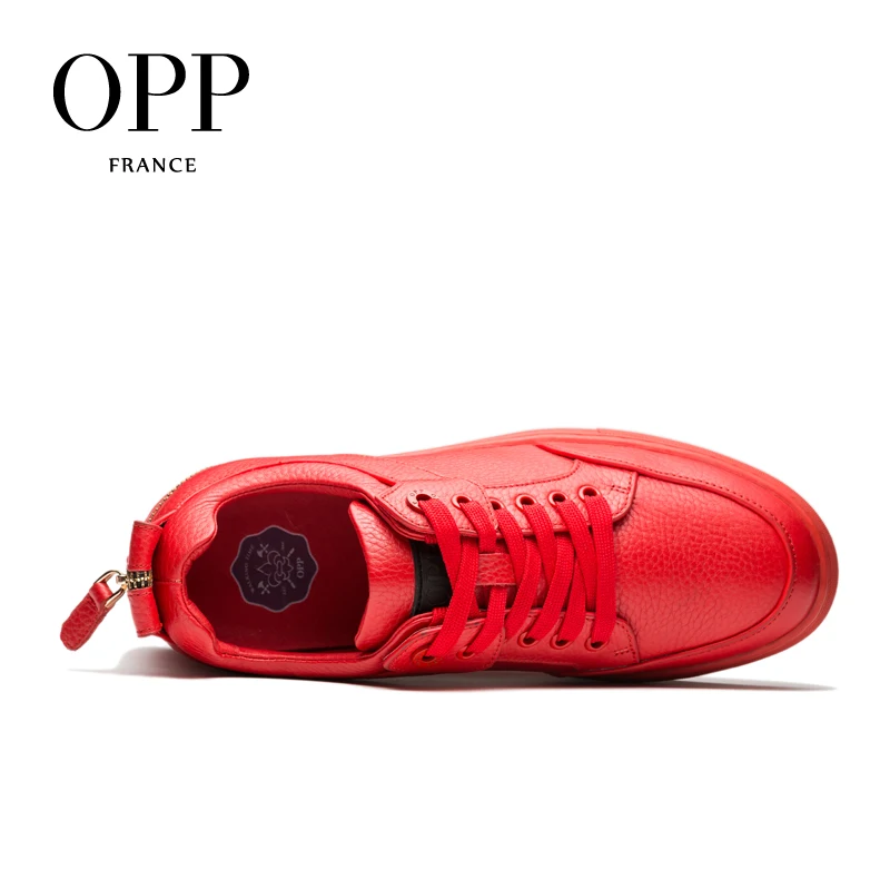 OPP Men's Shoes Loafers For Men Cow Leather Flats Casual Back Zip footwear for Lace up | Обувь