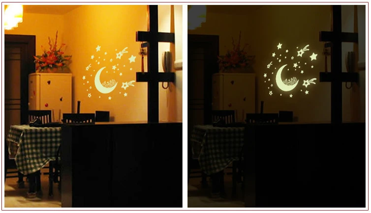 Светящиеся звезды романтический Луна дворец Наклейки на стену декоративные