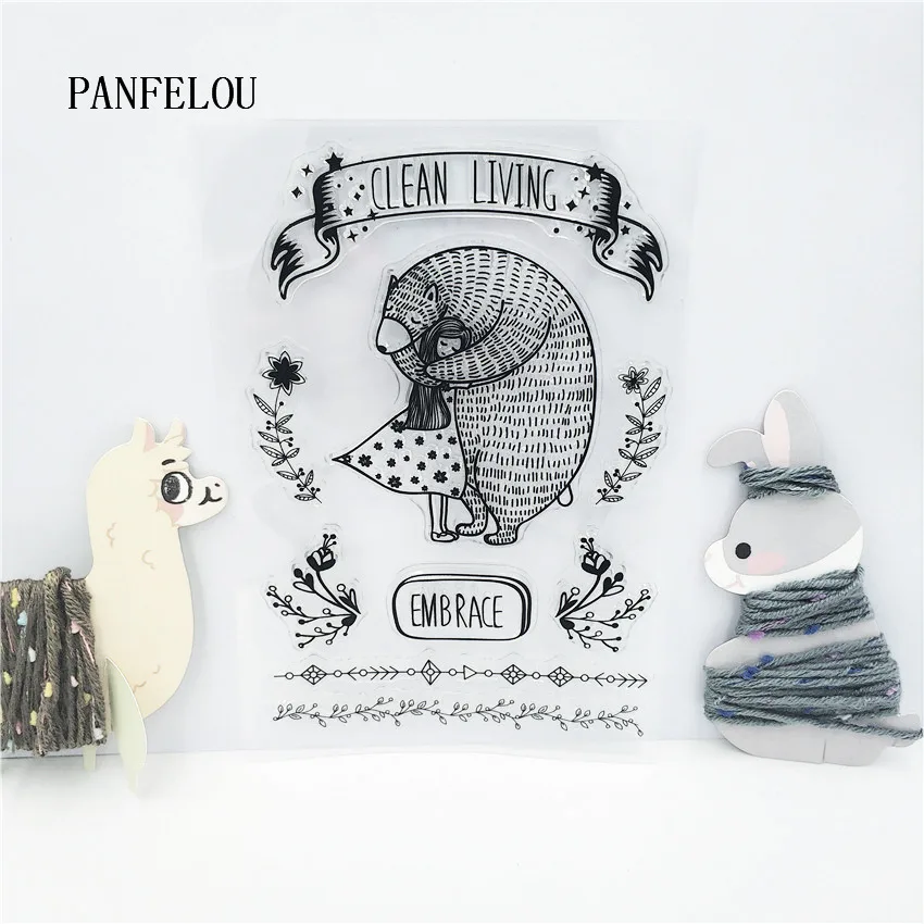 PANFELOU обнимает медведя прозрачные силиконовые резиновые штампы мультфильм для