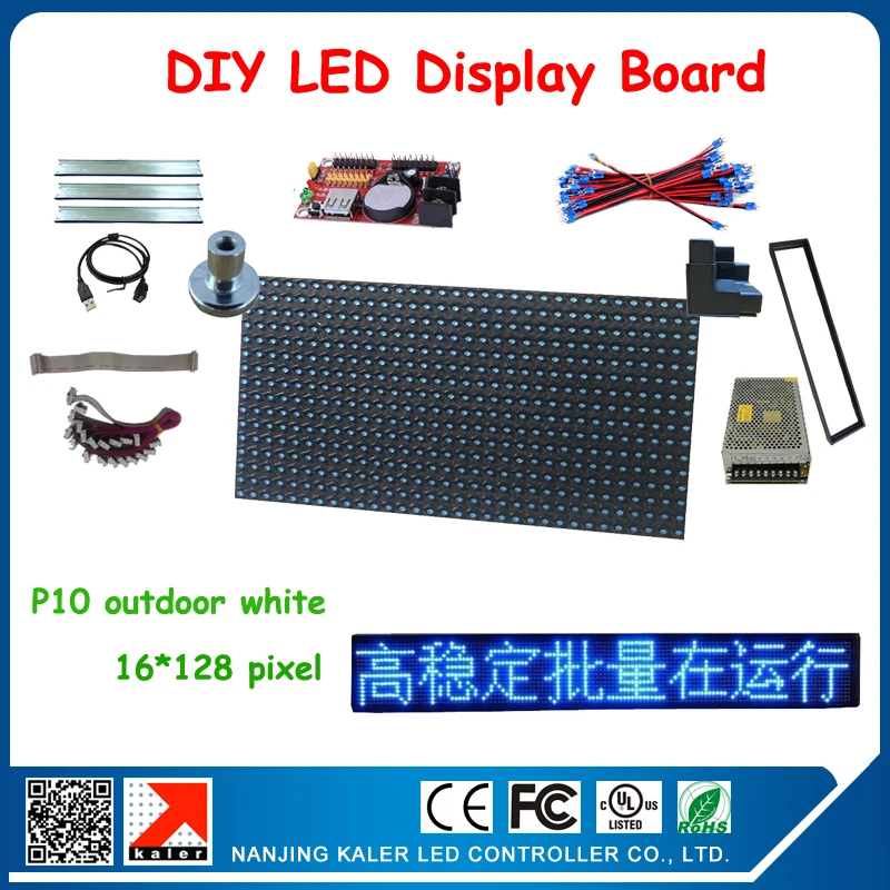 

24*136cm moving text led sign board support multi-language p10 blue color led display screen with all diy kits installation tips