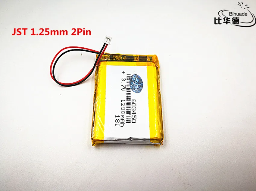 

5pcs/lot JST 1.25mm 2Pin Good Qulity 3.7V,1200mAH,603450 Polymer lithium ion / Li-ion battery for TOY,POWER BANK,GPS,mp3,mp4